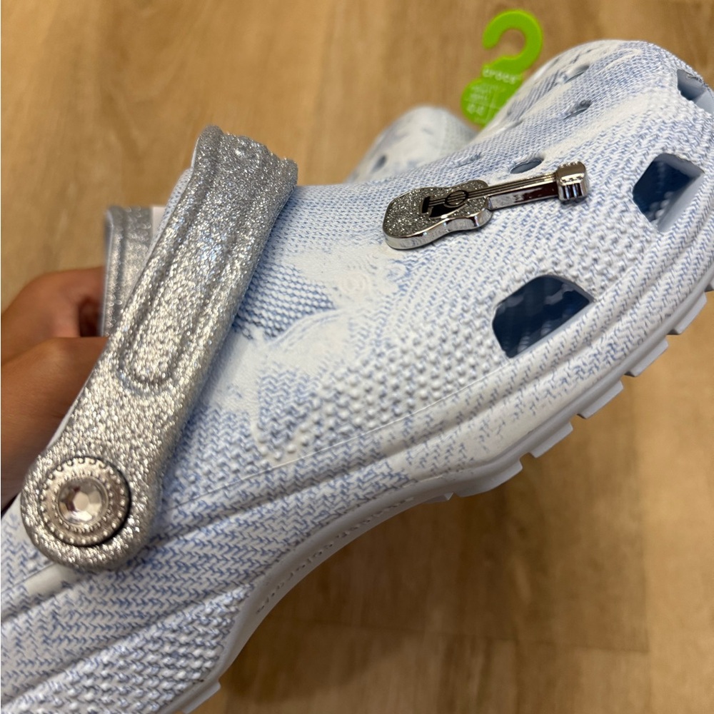 Crocs Adults' Rhinestone Denim Classic Clogs - Picture 3 of 5